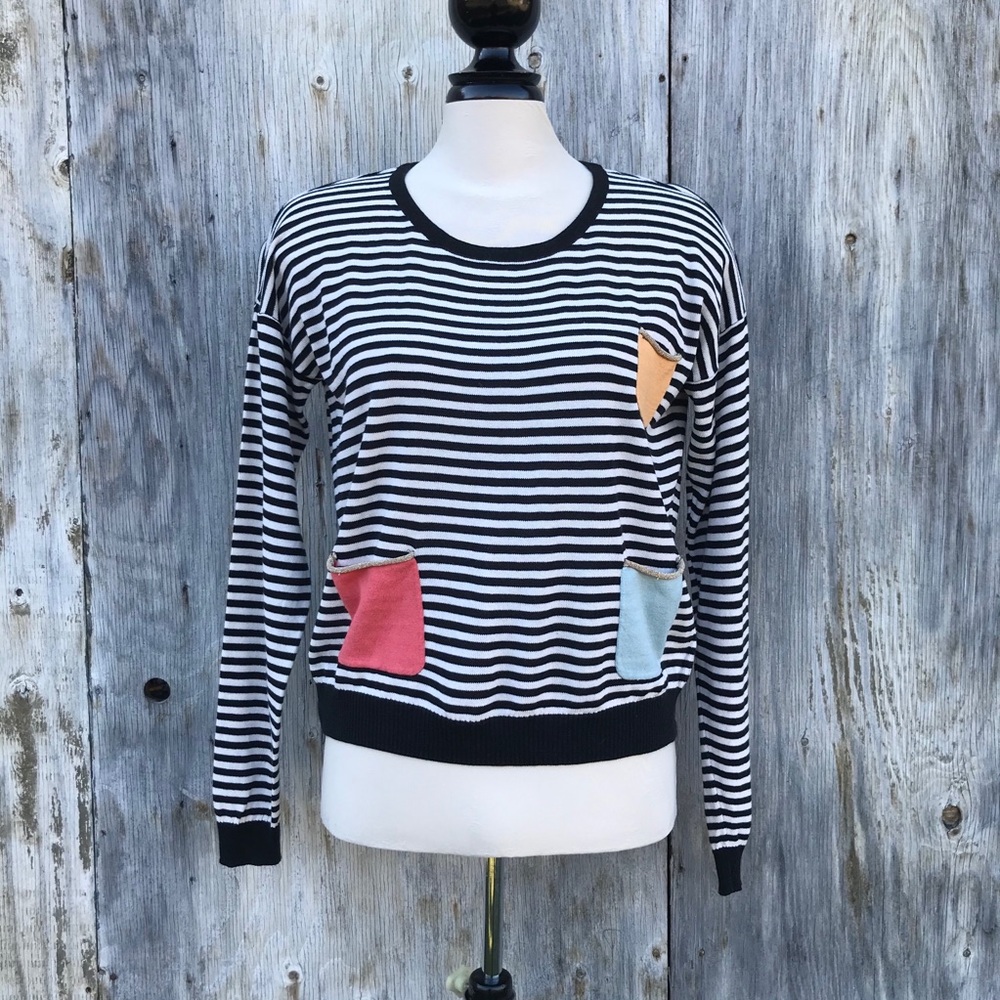 Numph Black & White Stripe Long Sleeve Sweater